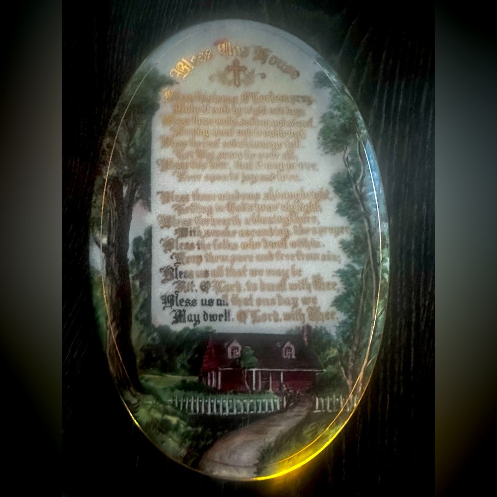 Bless This Home Ceramic Glossy Plaque